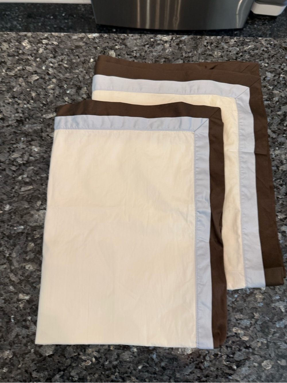 Restoration Hardware white and brown pillow shams see description